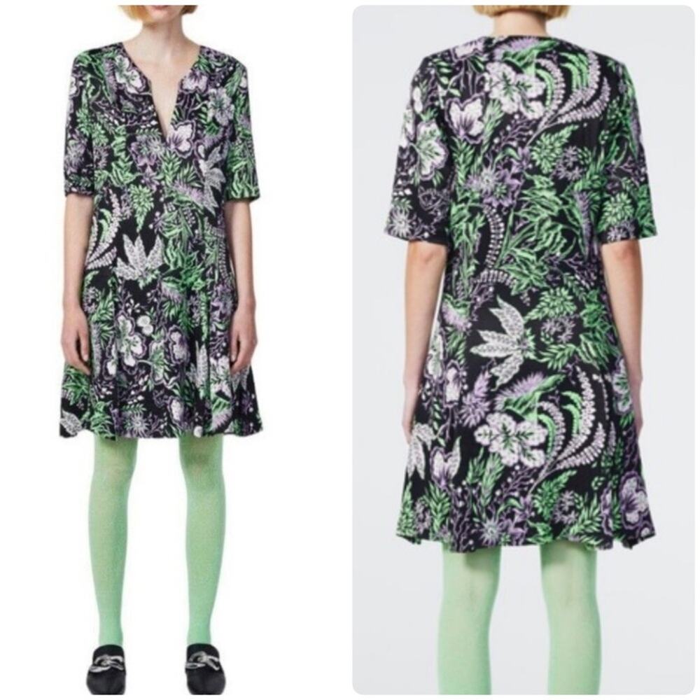 Rodebjer Womens Kandy Vegetal Print Dress Black Multi